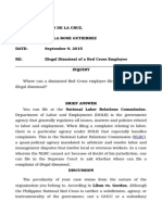 For: Juan de La Cruz, From: Karla Rose Gutierrez Date: September 9, 2015 RE: Illegal Dismissal of A Red Cross Employee Inquiry