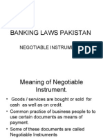 Banking Laws Pakistan Negotiable Instruments