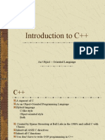 Introduction To C++: An Object - Oriented Language