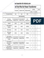 Inspection and Test Plan For Power Transformer