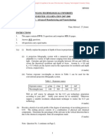 NTU - Mechanical Engineering - MP 4004 - Advanced Manufacturing and Nanotech - Sem 1 07-08