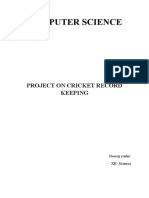 Computer Science: Project On Cricket Record Keeping