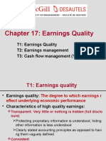 Chapter 17: Earnings Quality: T1: Earnings Quality T2: Earnings Management T3: Cash Flow Management (Yes)