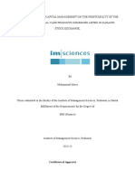 Impact of Working Capital Management On The Profitability of The Food and Personal Care Products Companies Listed in Karachi Stock Exchange (Finance)