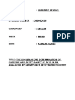 EXP 7 Simultaneous Determination of Caffeine and Acetylsalicylic Acid in An Analgesic by Ultraviolet Spectros