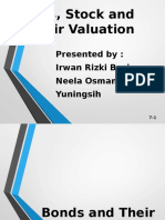 Bonds, Stock and Their Valuation: Presented By: Irwan Rizki Basir Neela Osman Yuningsih