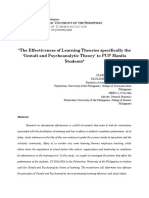 The Effectiveness of Learning Theories Specifically The Gestalt and Psychoanalytic Theory To PUP Manila Students