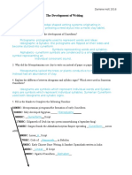 The Development of Writing Worksheet Key