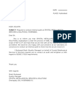 Request Letter For Internal Audit