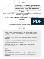 Joyce Blanchett Glenda Greatorex Debbie McCutcheon v. Wal-Mart Stores, Incorporated, 14 F.3d 593, 4th Cir. (1994)