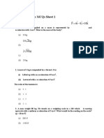 Laws of Motion MCQs Sheet 1