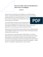 An Empirical Investigation On The Attitudes, Lifestyle and Spending Patterns of BPO Workers in The Philippines