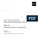 ACCA CAT Paper T9 Preparing Taxation Computations Solved Past Papers