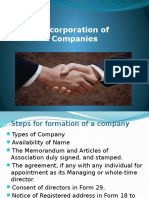 Incorporation of Company