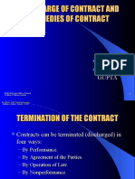 Discharge of Contract and Remedies of Contract