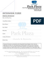 Park Plaza Hotel Interview Form