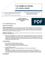 Agenda Special Meeting Closed Session Sunset Center - WITH PGE 12-15-16