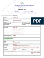 Indian Space Research Organisation (Isro) Bangalore, India: Application Form