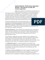 Distinguish Between Performance Appraisal' and Potential Appraisal'. Also Discuss in Brief, The Methods of Performance Appraisal.