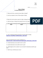 States of Matter Worksheet - Webquest