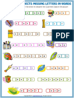 Classroom Objects Vocabulary Missing Letters in Words Esl Worksheet