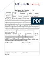 Application Form For Admission To PH.D Programme 2017