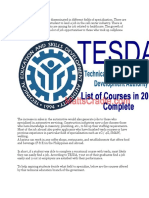 Tesda Offered Courses Are Disseminated in Different Fields of Specialization