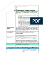 Description of Learning Goals, Standards, Objectives