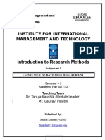 Introduction To Research Methods: Institute For International Management and Technology