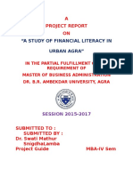 "A Study of Financial Literacy in Urban Agra": A Project Report ON