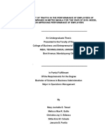 Thesis On The Effect of Traffic in The Performance of Employee's in Selected Companies in Metro Manila