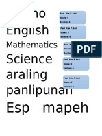 Filipino English Science Araling Panlipunan: Mathematics