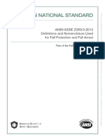 American National Standard: ANSI/ASSE Z359.0-2012 Definitions and Nomenclature Used For Fall Protection and Fall Arrest