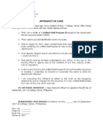 Affidavit of Loss of Identification Card