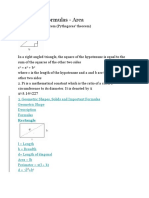 Important Formulas - Area: 3. Geometric Shapes, Solids and Important Formulas Geometric Shape Description Formulas