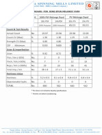 Test Parameters Unit 100% Psfmelange Dyed PV Me Ange Dyed: Quality Standard FQR Ring Spun Melange Yarn