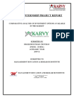 Summer Internship Project Report: Comparative Analysis of Investment Options Available in The Market