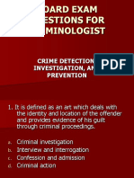 Board Exam Questions For Criminologist: Crime Detection, Investigation, and Prevention