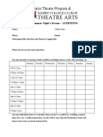 Marist Theatre Program &: A Midsummer Night's Dream AUDITIONS