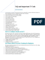 SAP BASIS FAQ and Important T Code