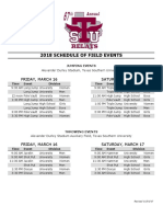 67th TSU Relays Schedule of Events Binder