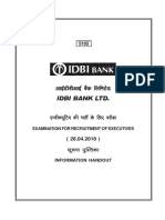 Online Exam Information Handout For IDBI Executives Exam 2018