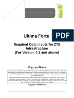 Ultima Forte Required Data Inputs For ZTE Infrastructure