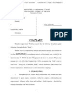 Complaint - 9.14.18 Filed Va Eastern District, Defamation Tort August Louis Wolf vs. Samantha Menh