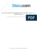 Summary Operations Management 2010 Edition Heizer J Render Lectures