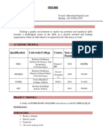 Qualification University/College Course Year of Passing Percentage