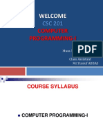 Welcome: Computer Programming-I