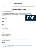 Subclass 476 Skilled-Recognised Graduate Visa