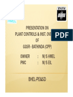 Presentation On Presentation On Plant Controls & Inst. Overview OF GGSR - Bathinda (CPP) GGS (C) Owner: M/S Hmel PMC: M/S EIL