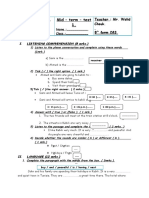 8th Form Mid 1st Term Test